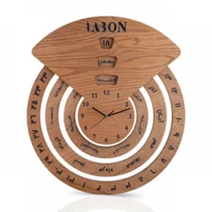Wooden wall clock with wheels